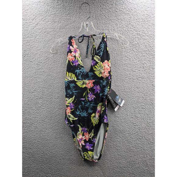 *NEW* Speedo Women's Swimsuit One Piece V-Neck Halter Contemporary Cut sz 10 - Picture 1 of 11